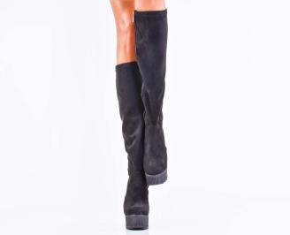 Дамски ботуши на платформа черни EOBUVKIBG