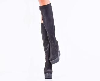 Дамски ботуши на платформа черни EOBUVKIBG