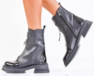 Дамски боти естествена  кожа черни EOBUVKIBG