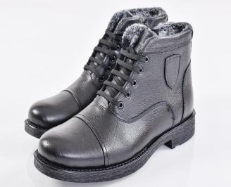 Мъжки боти естествена кожа черни EOBUVKIBG