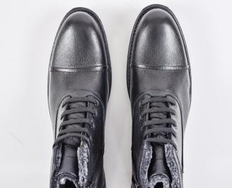 Мъжки боти естествена кожа черни EOBUVKIBG