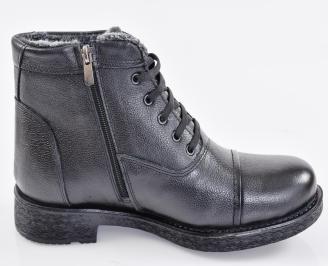 Мъжки боти естествена кожа черни EOBUVKIBG 3