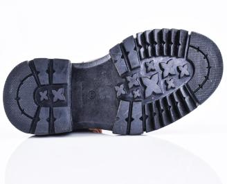 Мъжки боти естествена кожа  кафяви EOBUVKIBG