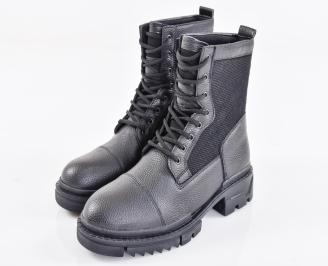 Мъжки боти естествена кожа черни EOBUVKIBG