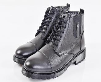 Мъжки боти естествена кожа черни EOBUVKIBG