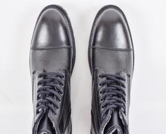 Мъжки боти естествена кожа черни EOBUVKIBG