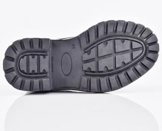 Мъжки боти естествена кожа черни EOBUVKIBG