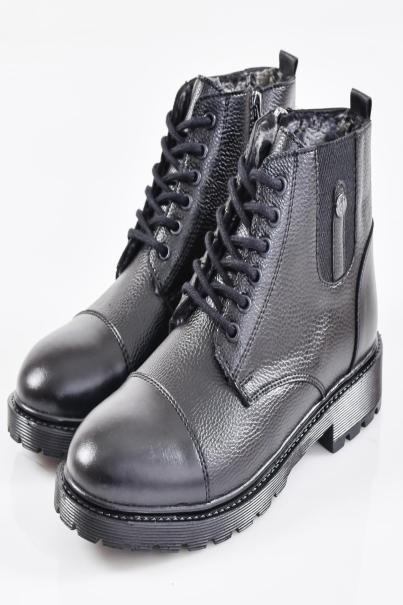 Мъжки боти естествена кожа черни EOBUVKIBG