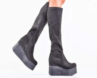 Дамски ботуши на платформа черни EOBUVKIBG