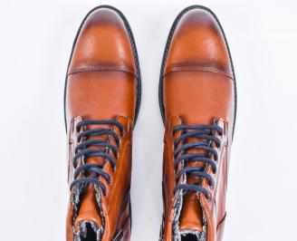 Мъжки боти естествена кожа кафяви EOBUVKIBG