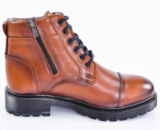 Мъжки боти естествена кожа кафяви EOBUVKIBG 3