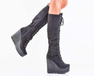 Дамски ботуши на платформа черни EOBUVKIBG