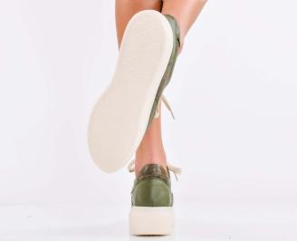 Дамски сникърси естествена кожа зелени EOBUVKIBG 3