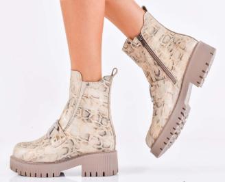 Дамски боти естествена кожа  бежови EOBUVKIBG