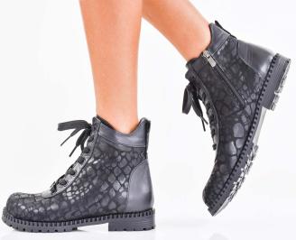 Дамски боти естествена кожа черни EOBUVKIBG