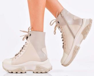 Дамски боти естествена кожа бежови EOBUVKIBG