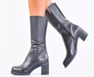 Дамски елегантни боти естествена кожа черни EOBUVKIBG