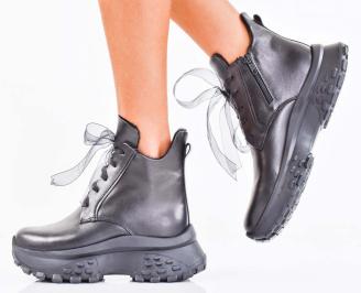 Дамски боти естествена кожа черни EOBUVKIBG