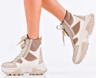 Дамски боти естествена кожа бежови EOBUVKIBG