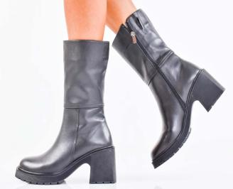 Дамски боти естествена кожа черни EOBUVKIBG