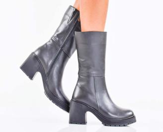 Дамски боти естествена кожа черни EOBUVKIBG