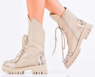 Дамски боти естествена кожа бежови EOBUVKIBG