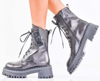 Дамски боти естествена кожа черни EOBUVKIBG