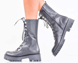 Дамски боти естествена кожа черни EOBUVKIBG