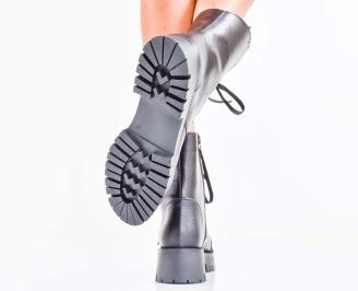 Дамски боти естествена кожа черни EOBUVKIBG 3