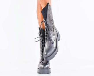 Дамски боти естествена кожа черни EOBUVKIBG