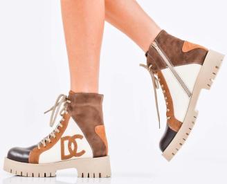 Дамски боти естествена кожа бежови EOBUVKIBG