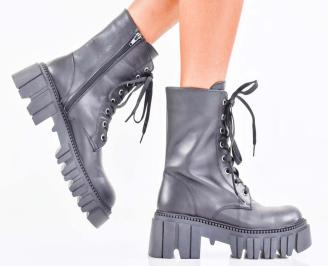 Дамски боти естествена кожа черни EOBUVKIBG