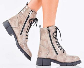 Дамски боти естествен лак бежови EOBUVKIBG