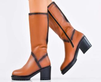 Дамски ботуши естествена кожа кафяви EOBUVKIBG