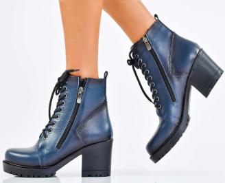 Дамски боти естествена кожа сини EOBUVKIBG