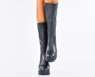 Дамски боти естествена кожа черни EOBUVKIBG