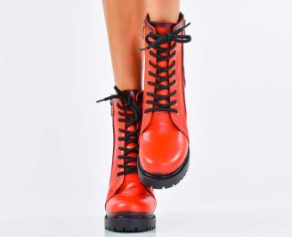 Дамски боти естествена кожа червени EOBUVKIBG