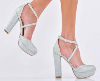 Дамски елегантни сандали сребристи  EOBUVKIBG
