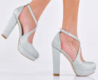 Дамски елегантни сандали сребристи  EOBUVKIBG