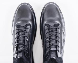 Мъжки кецове естествена кожа черни EOBUVKIBG