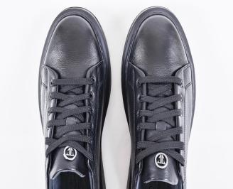 Мъжки кецове естествена кожа черни EOBUVKIBG