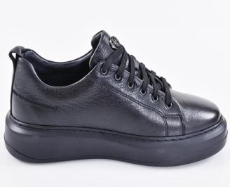 Мъжки кецове естествена кожа черни EOBUVKIBG