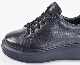 Мъжки кецове естествена кожа черни EOBUVKIBG