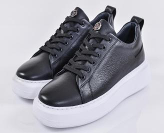 Мъжки кецове естествена кожа черни EOBUVKIBG