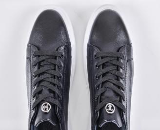 Мъжки кецове естествена кожа черни EOBUVKIBG