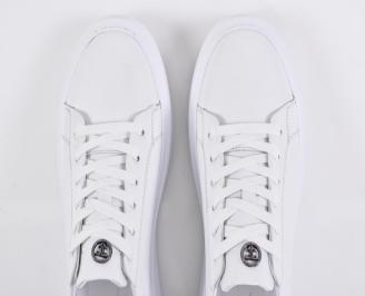 Мъжки кецове естествена кожа бели EOBUVKIBG