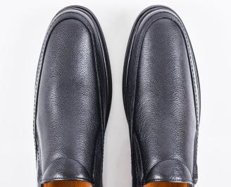 Мъжки ежедневни обувки естествена кожа черни EOBUVKIBG