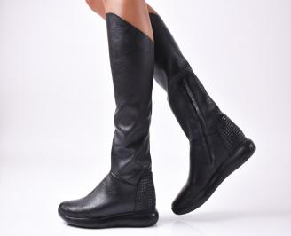 Дамски ботуши естествена кожа черни