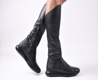 Дамски ботуши естествена кожа черни