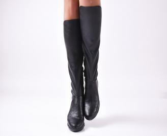 Дамски ботуши естествена кожа черни